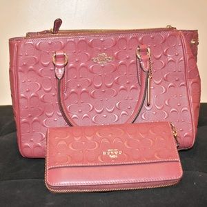 Burgundy Coach Purse and Wallet - Like New!